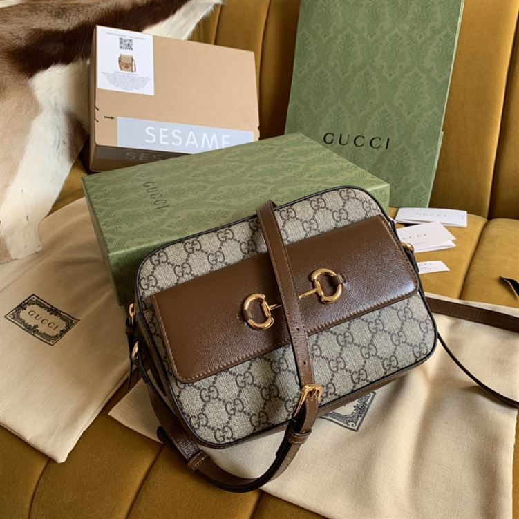 Gucci Horsebit 1955 small shoulder bag Beige/ebony GG Supreme canvas – GB110