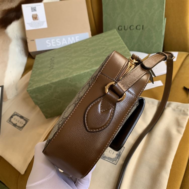 Gucci Horsebit 1955 small shoulder bag Beige/ebony GG Supreme canvas – GB110