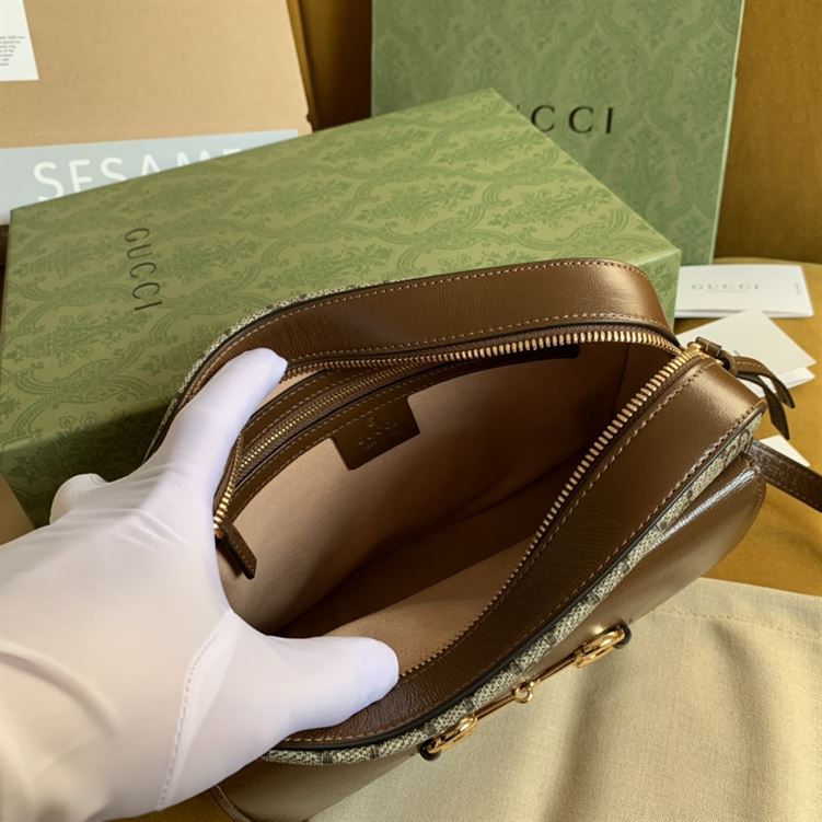 Gucci Horsebit 1955 small shoulder bag Beige/ebony GG Supreme canvas – GB110