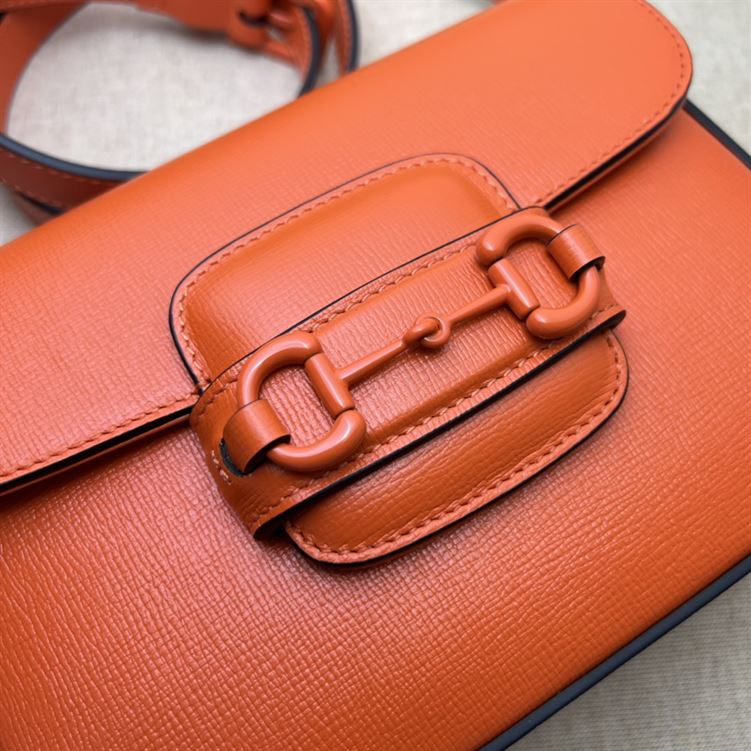 Gucci Horsebit 1955 small shoulder bag Orange leather – GB127