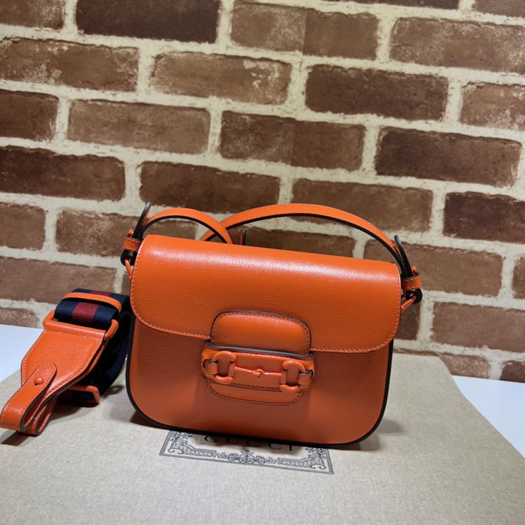 Gucci Horsebit 1955 small shoulder bag Orange leather – GB127