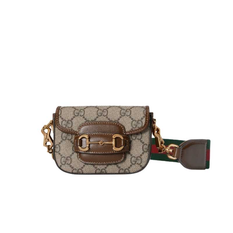 Gucci Horsebit 1955 strap wallet Beige and ebony canvas – GB138