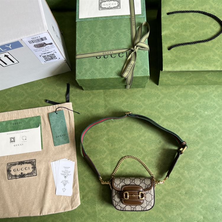 Gucci Horsebit 1955 strap wallet Beige and ebony canvas – GB138