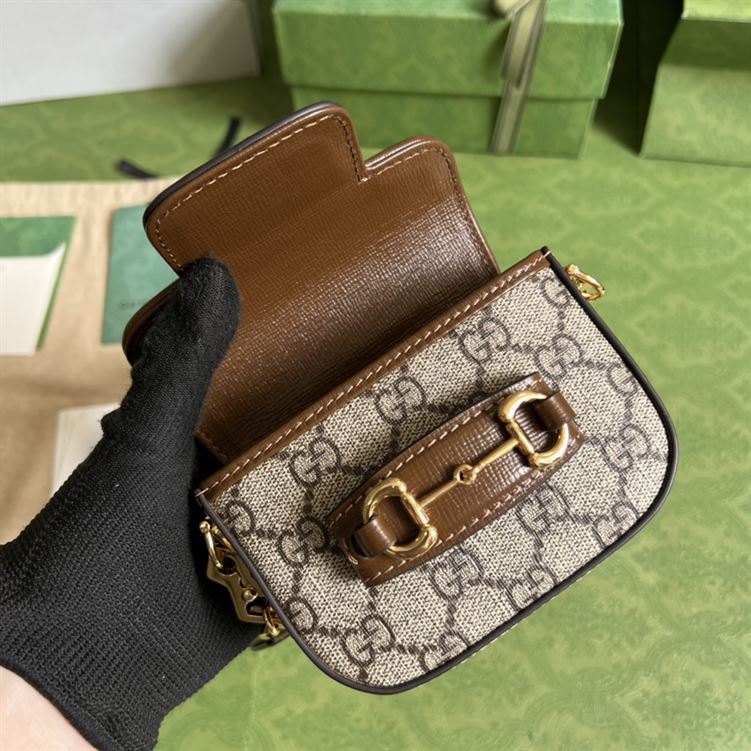 Gucci Horsebit 1955 strap wallet Beige and ebony canvas – GB138