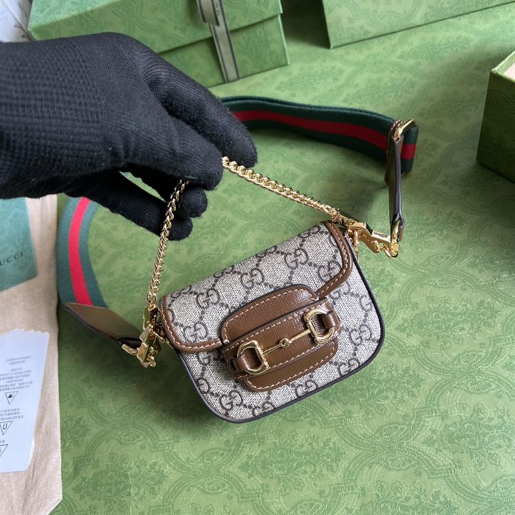 Gucci Horsebit 1955 strap wallet Beige and ebony canvas – GB138