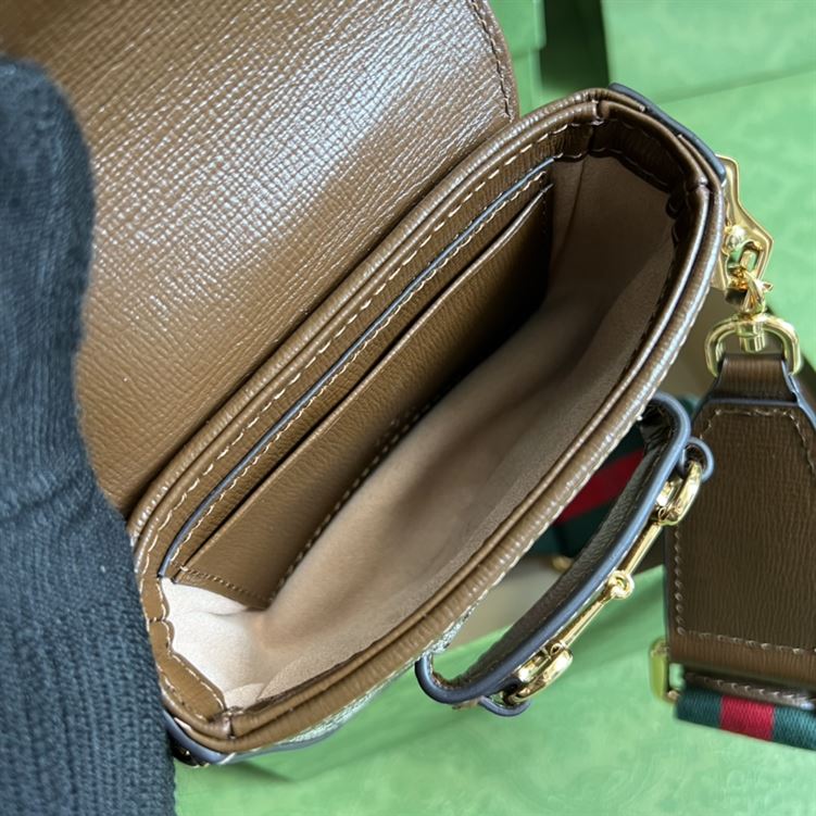Gucci Horsebit 1955 strap wallet Beige and ebony canvas – GB138