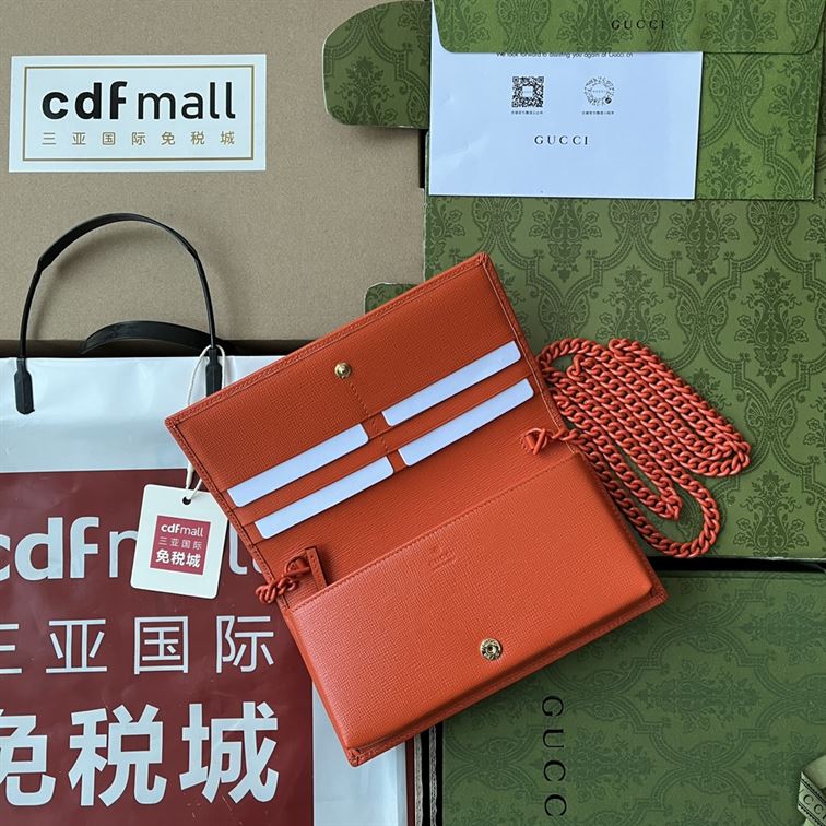 Gucci Horsebit 1955 wallet with chain Orange leather – GB0143