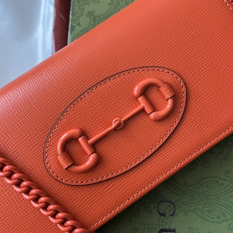 Gucci Horsebit 1955 wallet with chain Orange leather – GB0143