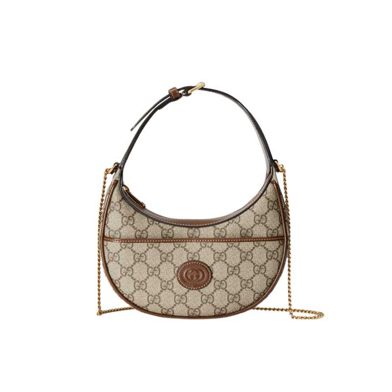 Half-moon-shaped mini bag with Interlocking G Beige and ebony – GB116