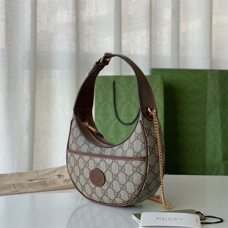 Half-moon-shaped mini bag with Interlocking G Beige and ebony – GB116