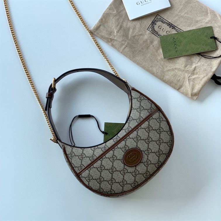 Half-moon-shaped mini bag with Interlocking G Beige and ebony – GB116