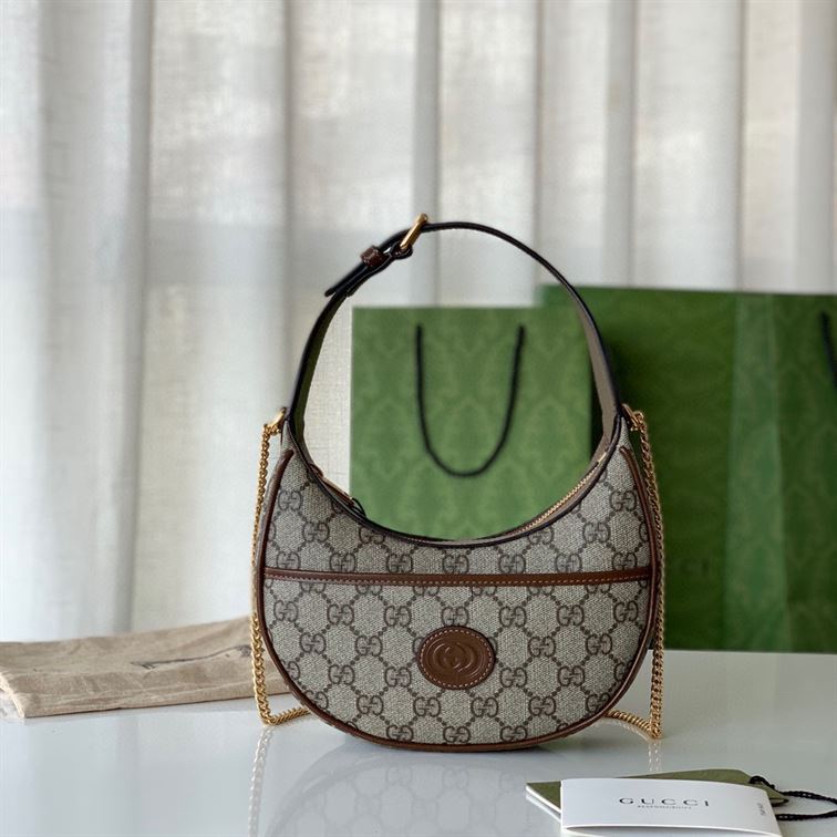 Half-moon-shaped mini bag with Interlocking G Beige and ebony – GB116
