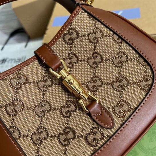 Jackie 1961 crystal GG mini shoulder bag Camel and ebony – GB121