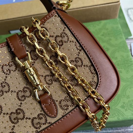 Jackie 1961 crystal GG mini shoulder bag Camel and ebony – GB121