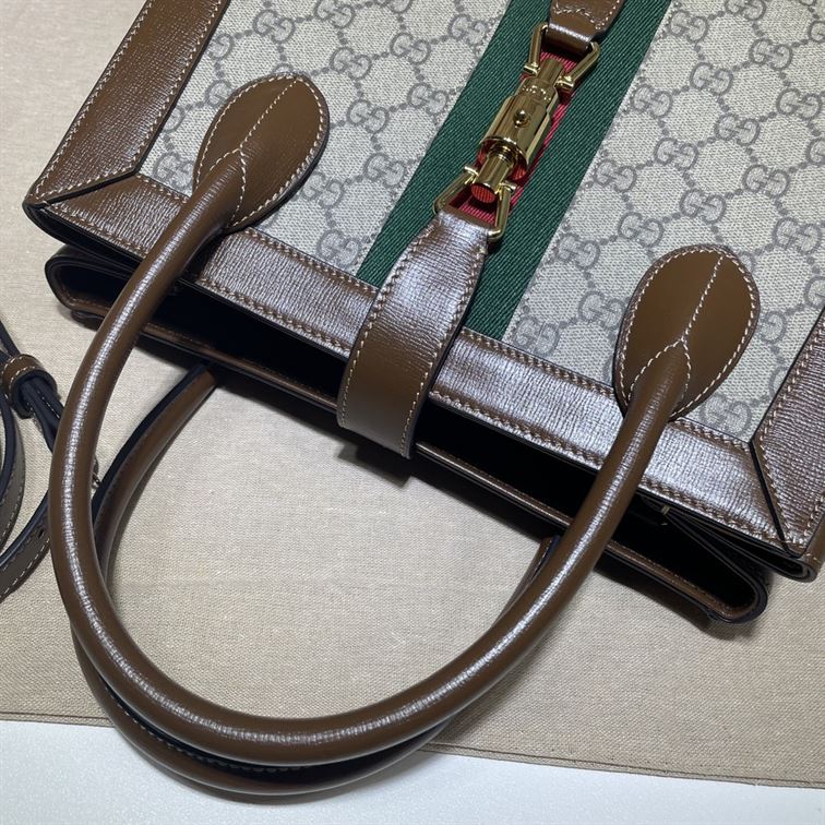 Jackie 1961 medium tote bag with brown leather trim - GB142