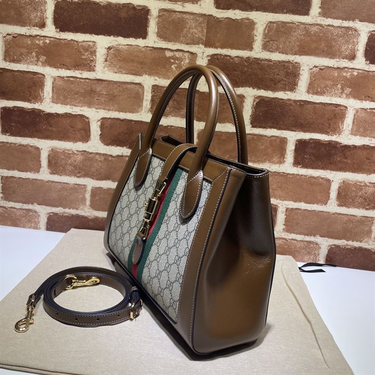 Jackie 1961 medium tote bag with brown leather trim - GB142