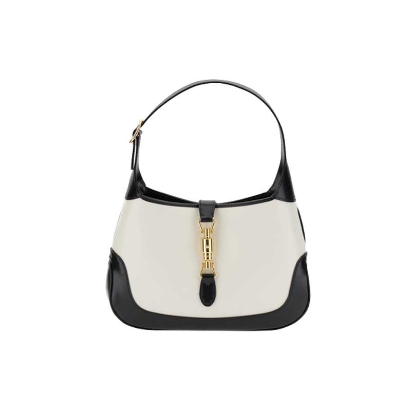 Jackie 1961 small shoulder bag White leather with black leather trim – GB119