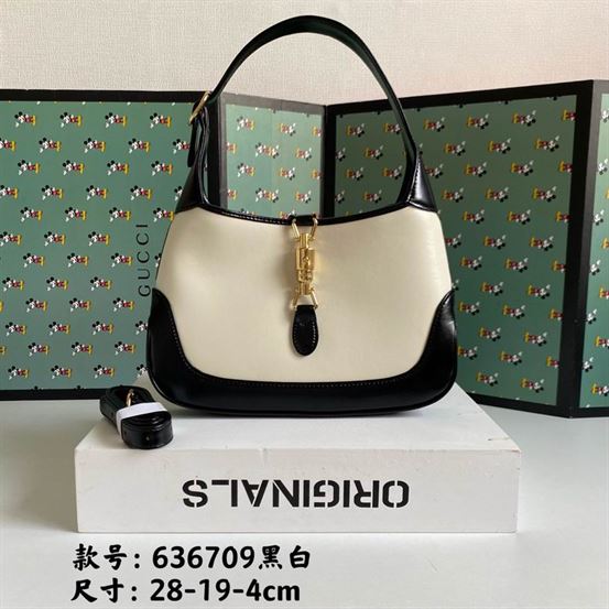 Jackie 1961 small shoulder bag White leather with black leather trim – GB119