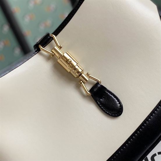Jackie 1961 small shoulder bag White leather with black leather trim – GB119