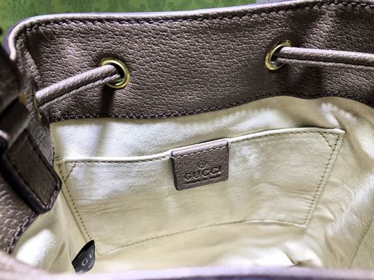 Ophidia GG small bucket bag Beige/ebony Brown leather trim – GB085