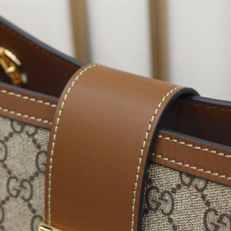 Padlock medium GG shoulder bag Beige/ebony brown leather detail - GB086