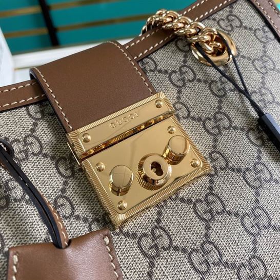 Padlock small GG shoulder bag brown leather detail - GB123