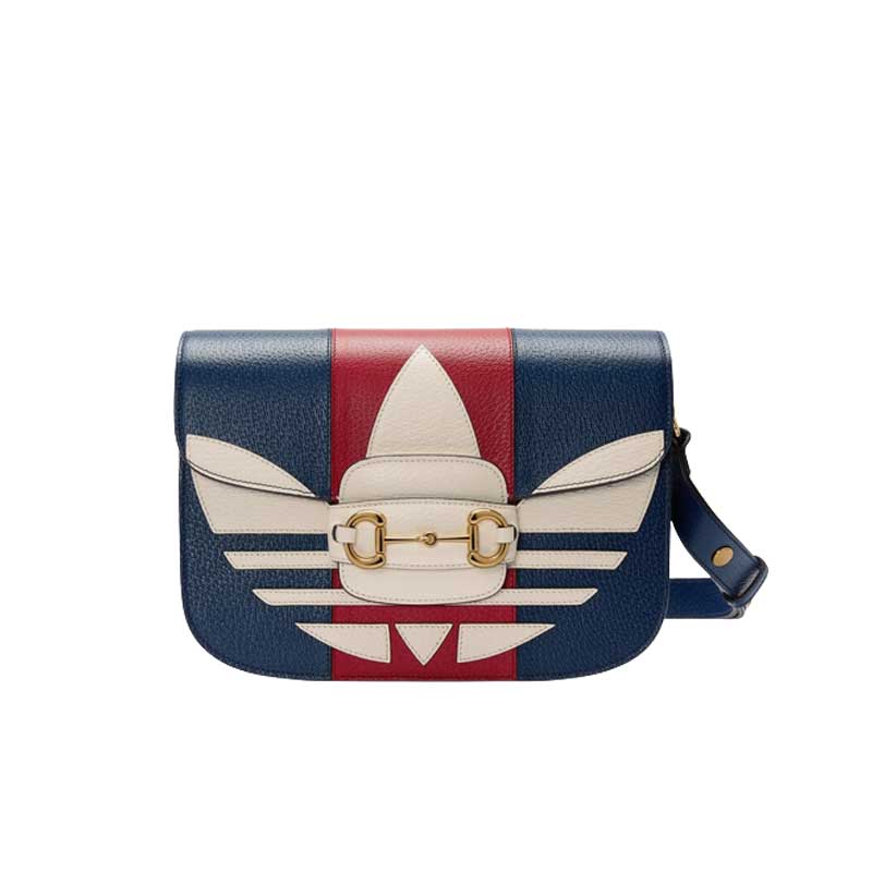 adidas x Gucci Gucci Horsebit 1955 small bag Dark blue and red leather – GB105