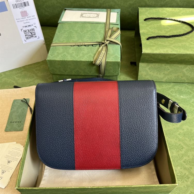 adidas x Gucci Gucci Horsebit 1955 small bag Dark blue and red leather – GB105
