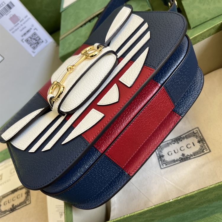 adidas x Gucci Gucci Horsebit 1955 small bag Dark blue and red leather – GB105