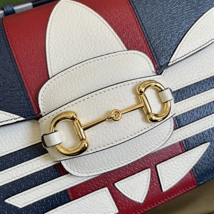 adidas x Gucci Gucci Horsebit 1955 small bag Dark blue and red leather – GB105