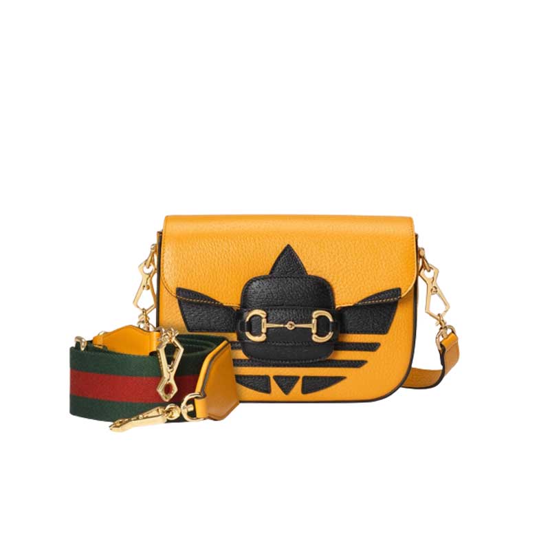 adidas x Gucci Horsebit 1955 mini bag Yellow and black leather – GB108