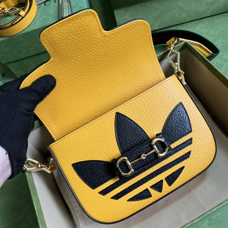 adidas x Gucci Horsebit 1955 mini bag Yellow and black leather – GB108