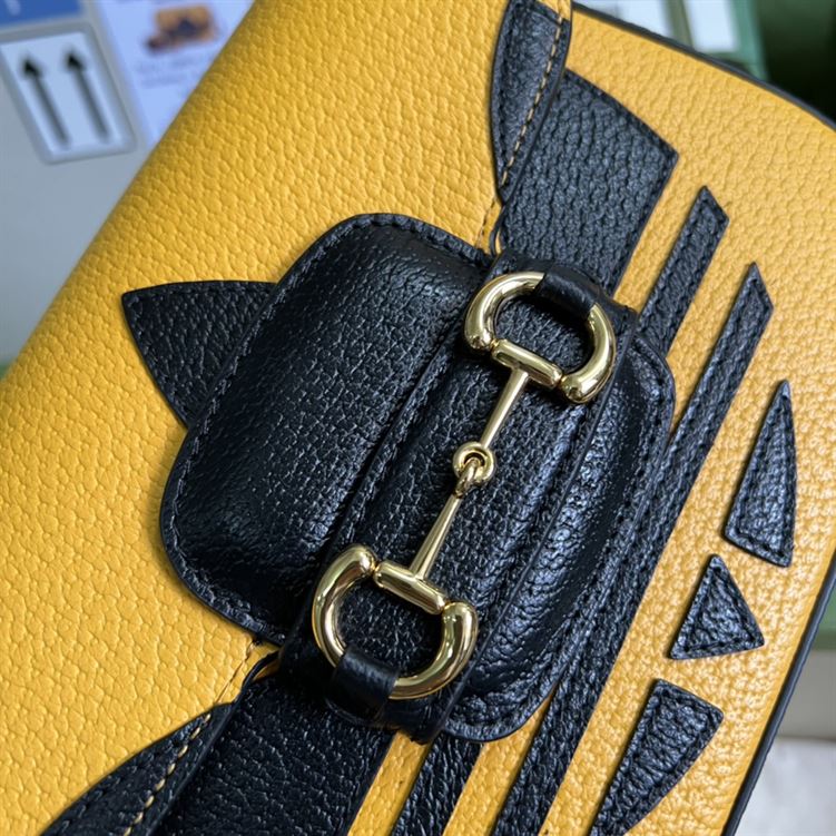adidas x Gucci Horsebit 1955 mini bag Yellow and black leather – GB108