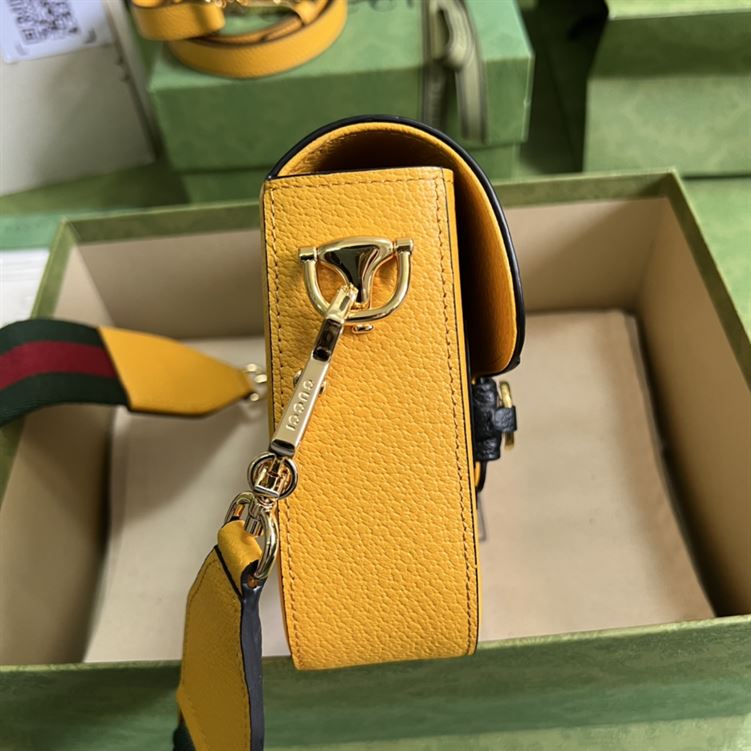 adidas x Gucci Horsebit 1955 mini bag Yellow and black leather – GB108