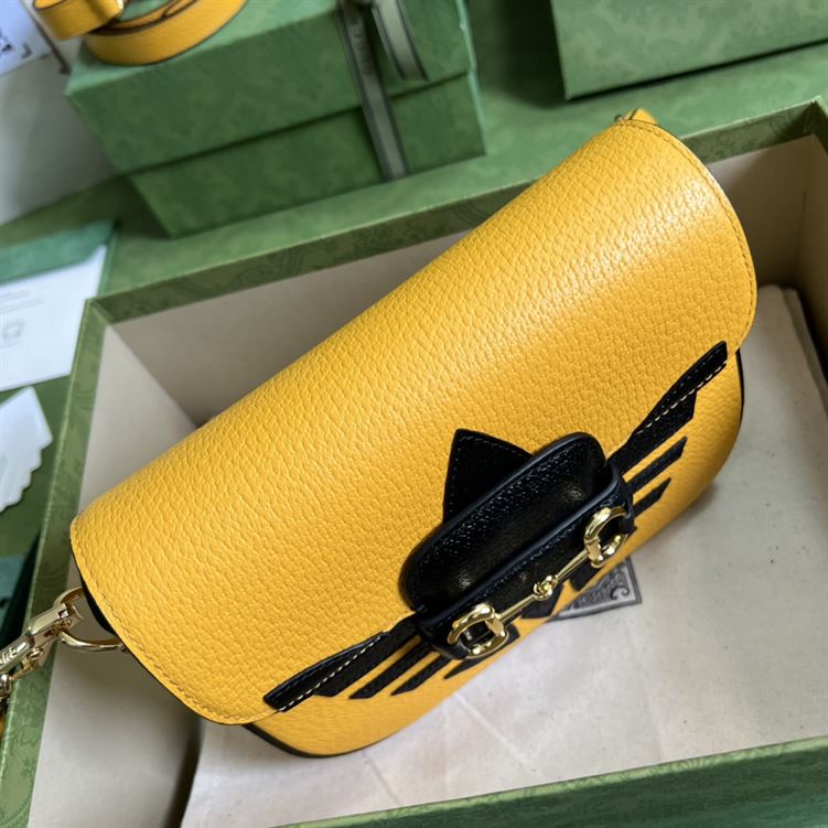 adidas x Gucci Horsebit 1955 mini bag Yellow and black leather – GB108