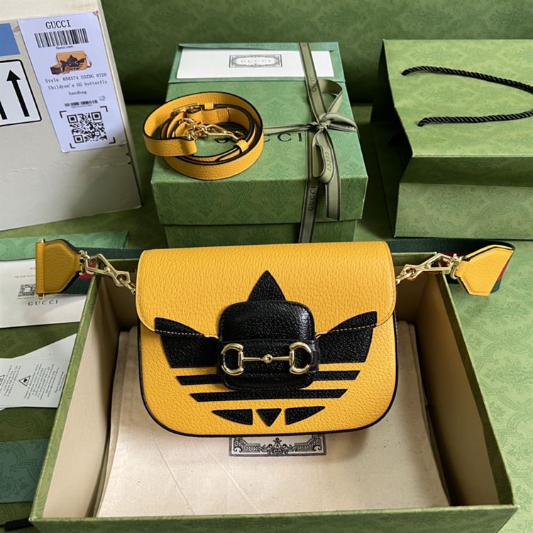 adidas x Gucci Horsebit 1955 mini bag Yellow and black leather – GB108