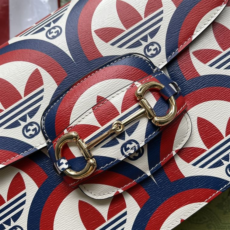 adidas x Gucci Horsebit 1955 shoulder bag Trefoil print blue and red leather – GB093