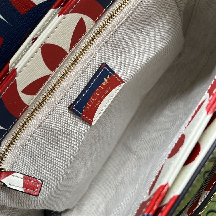 adidas x Gucci Horsebit 1955 shoulder bag Trefoil print blue and red leather – GB093