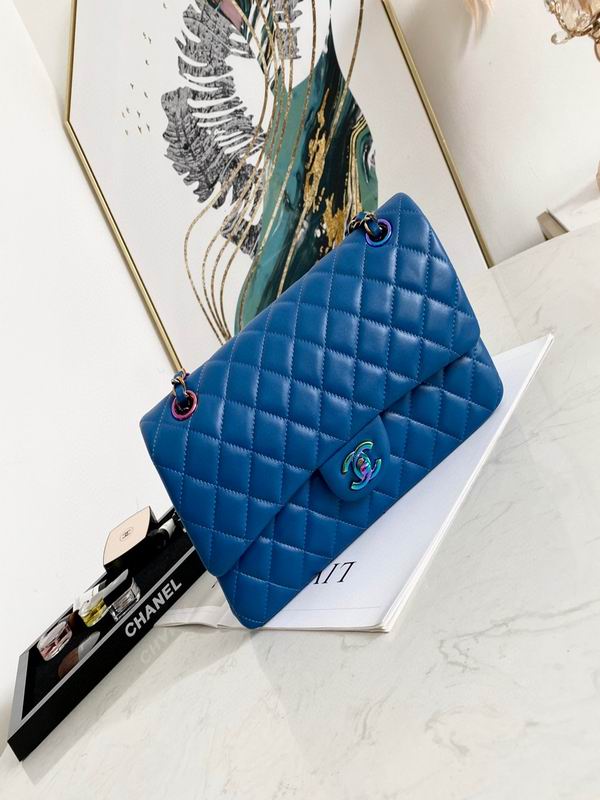 Chanel Classic Medium Blue Lambskin Rainbow Hardware – CB031