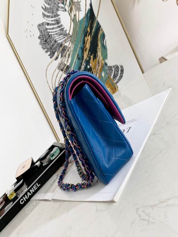 Chanel Classic Medium Blue Lambskin Rainbow Hardware – CB031