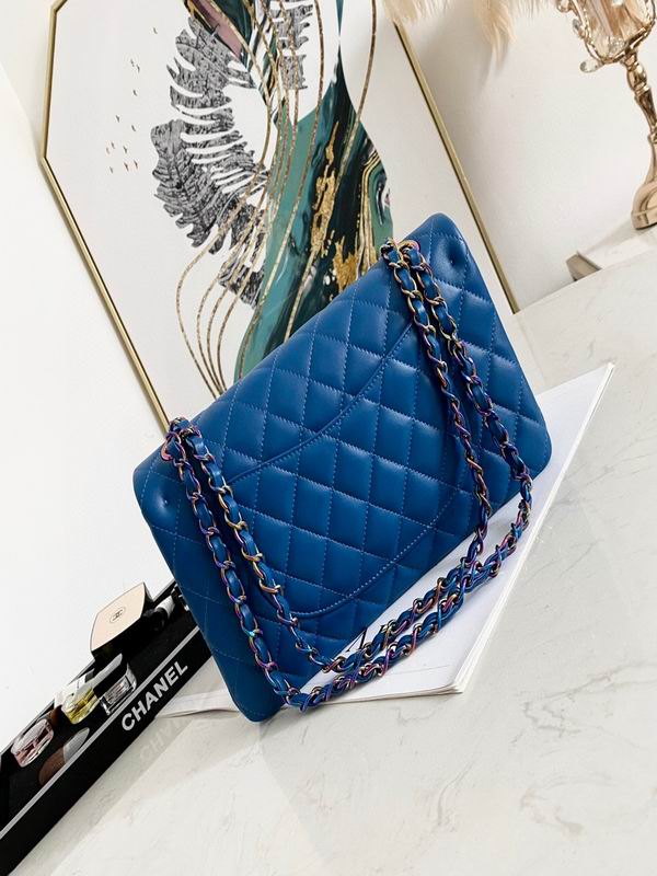 Chanel Classic Medium Blue Lambskin Rainbow Hardware – CB031