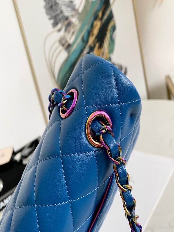 Chanel Classic Medium Blue Lambskin Rainbow Hardware – CB031