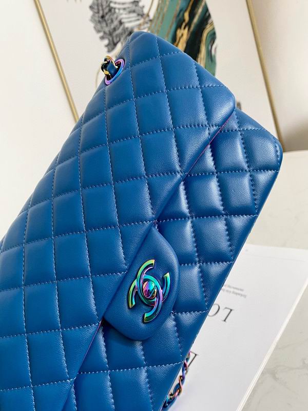 Chanel Classic Medium Blue Lambskin Rainbow Hardware – CB031