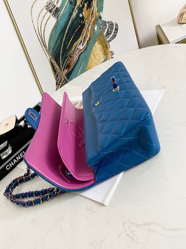 Chanel Classic Medium Blue Lambskin Rainbow Hardware – CB031