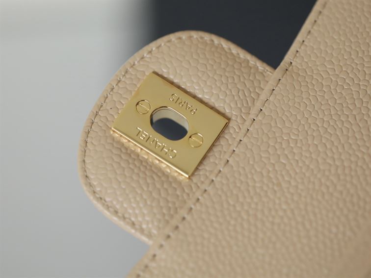 Chanel Classic Medium Caviar Flap Beige Gold Hardware – CB041