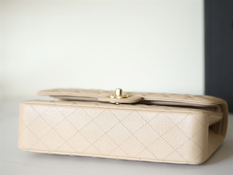 Chanel Classic Medium Caviar Flap Beige Gold Hardware – CB041