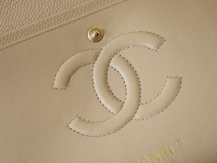 Chanel Classic Medium Caviar Flap Beige Gold Hardware – CB041