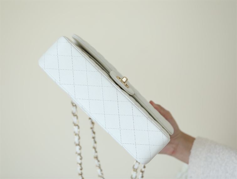Chanel Classic Quilted Medium Double Flap Ivory Caviar – CB039