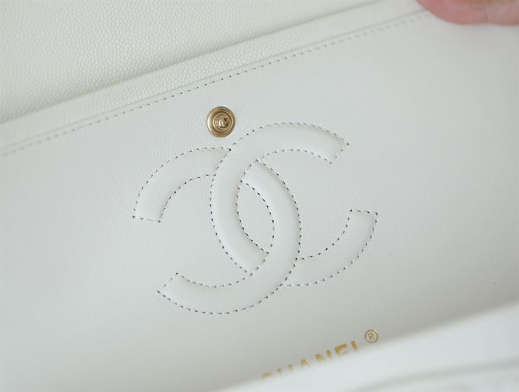 Chanel Classic Quilted Medium Double Flap Ivory Caviar – CB039