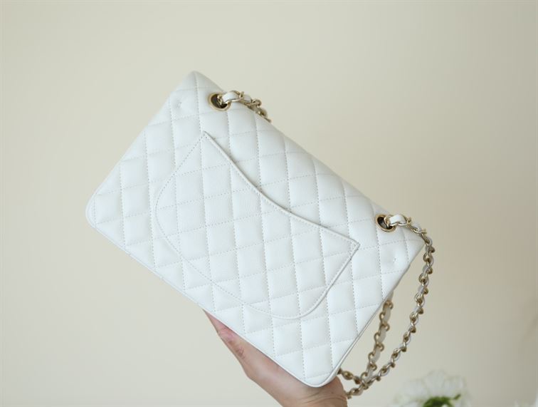 Chanel Classic Quilted Medium Double Flap Ivory Caviar – CB039